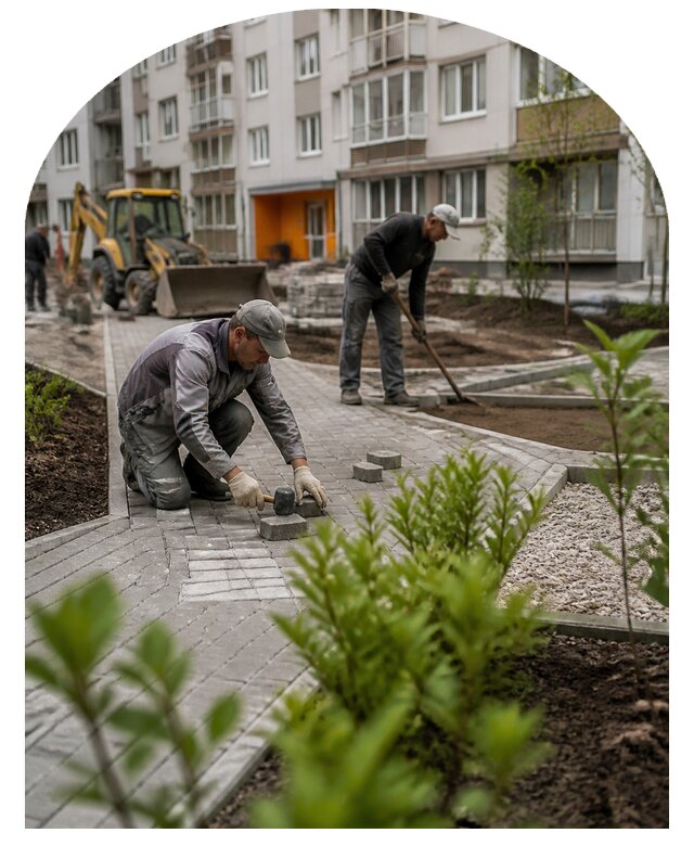 Благоустройство двора многоквартирного дома в Гатчине